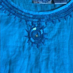 Turquoise tunic with sequins and beading size S